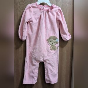 🔥B2G1! Carter's Pink Bow Monkey One Piece Romper 12M VGUC For WW
